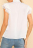 White Lace Ruffle Lace-up Chiffon Going out Blouse