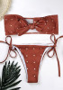 Iron Red Polka Dot Bandeau Bow Drawstring 2-in-1 Swimwear