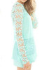 Green Patchwork Lace Hollow-out Zipper Vintage Round Neck Blouse