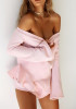 Pink Ruffle Boat Neck Long Sleeve Sweet Blouse