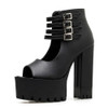 Hollow Platform Block High Heel Shoes