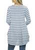 Sky Blue Striped Print Lace Irregular High-Low Swallowtail Casual T-Shirt