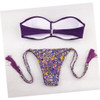 Purple Floral 2-in-1 Tassel Chain Bandeau V-neck Swimwear