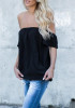 Black Ruffle Off Shoulder Backless Going out Casual Blouse Black Ruffle Off Shoulder Backless Going out Casual Blouse