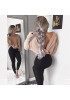 Apricot Irregular V-neck Backless Pullover Sweater