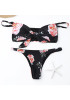Black Floral Crop 2-in-1 Fashion Swimwear