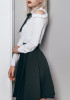White Cut Out Ruffle Bow Long Sleeve Blouse