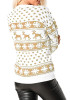 Beige Floral Round Neck Long Sleeve Fashion Christmas Pullover Sweater