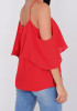 Red Irregular Ruffle Short Sleeve Casual Blouse