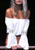 White Cut Out Ruffle Boat Neck Long Sleeve Blouse