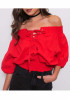 Red Cross Drawstring Lace-up Off Shoulder Backless Sweet Going out Blouse Red Cross Drawstring Lace-up Off Shoulder Backless Sweet Going out Blouse