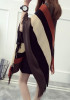 Coffee Striped Tassel Round Neck Pullover Cape