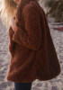 Dark Coffee Pockets Turndown Collar V-neck Long Sleeve Cardigan Coat