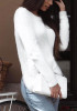 White Cut Out Tie Back Backless Round Neck Pullover Sweater