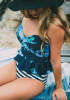 Blue Flowers Spaghetti Strap 2-in-1 Open Back Swimwear