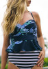 Blue Flowers Spaghetti Strap 2-in-1 Open Back Swimwear