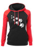 Red-Black Cat Claw Print Drawstring Pockets Casual Pullover Hooded Sweatshirt