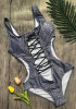 Grey Cross Cut Out U-neck Fashion Nylon Swimwear Grey Cross Cut Out U-neck Fashion Nylon Swimwear