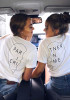 White Right Side Love Letter Print Round Neck Casual T-Shirt
