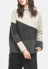 Grey Color Block Print Long Sleeve Knitwear Pullover Sweater Grey Color Block Print Long Sleeve Knitwear Pullover Sweater