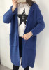 Blue Pockets Hooded V-neck Long Sleeve Cardigan Sweater