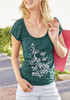 Green Floral Print Round Neck Short Sleeve T-Shirt