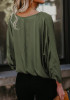Green Single Breasted Ruffle Midriff V-neck Casual Blouse Green Single Breasted Ruffle Midriff V-neck Casual Blouse