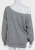 Grey Asymmetric Shoulder One Off Shoulder Backless Casual T-Shirt