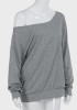 Grey Asymmetric Shoulder One Off Shoulder Backless Casual T-Shirt