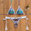 Green Floral Tassel Condole Belt 2-in-1 V-neck Fashion Swimwear
