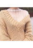 White Striped Lace Hollow-out High Neck Fashion Blouse