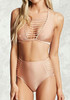Pink Cut Out Backless Halter Neck High Waisted Two Piece Bikini Swimwear Pink Cut Out Backless Halter Neck High Waisted Two Piece Bikini Swimwear