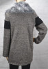 Grey Patchwork Pockets Irregular Fur Collar Single Breasted Casual Coat
