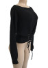 Black Patchwork Lace-up Cut Out Round Neck Long Sleeve Pullover Sweater