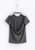 Grey Cut Out Halter Neck Backless Clubwear Casual T-Shirt