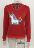 Red Unicorn Print Long Sleeve Christmas Casual Sweatshirt Red Unicorn Print Long Sleeve Christmas Casual Sweatshirt