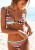 Green Floral Print 2-in-1 V-neck Fashion Swimwear