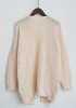 Beige Pockets Draped Oversize Long Sleeve Casual Cardigan Sweater