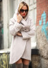 Light Grey Plain Pockets Hooded No Button Long Sleeve Coat Light Grey Plain Pockets Hooded No Button Long Sleeve Coat