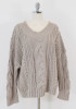Grey V-neck Off Shoulder Long Sleeve Fashion Pullover Sweater
