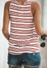 Red-White Striped Round Neck Casual Vest