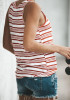 Red-White Striped Round Neck Casual Vest