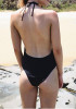 Black Cut Out Tie Back Open Back One Piece Swimwear Black Cut Out Tie Back Open Back One Piece Swimwear