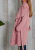 Pink Irregular Pockets Sashes Turndown Collar Long Sleeve Trench Coats