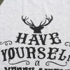 Women T-shirt Christmas Letter Print Mosaic Top Casual O-neck Raglan Long Sleeve T shirt