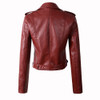Women Autunm Winter Red Faux Leather Jackets Lady Bomber Motorcycle Cool Outerwear Coat