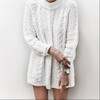 Casual White Plain Irregular Round Neck Long Sleeve Pullover Sweater