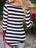 Casual Fashion Striped Round Neckline Spliced Top Casual Fashion Striped Round Neckline Spliced Top