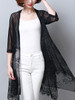 Casual Longline Asymmetric Hem See-Through Plain Kimono
