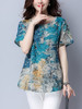 Casual Round Neck Trees Printed Blouse